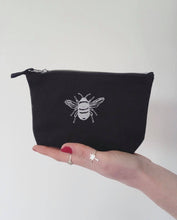 Load image into Gallery viewer, Bee embroidered accessory purse / make up bag