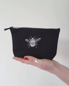 Bee embroidered accessory purse / make up bag