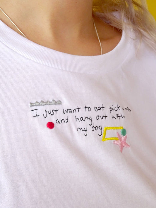 I just want to eat pick n mix and hang out with my dog slogan organic t-shirt