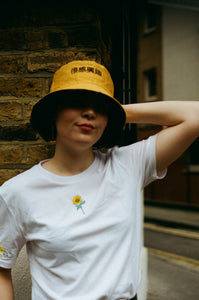 Sunflower and sun sleeve embroidered organic t-shirt