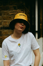 Load image into Gallery viewer, Sunflower and sun sleeve embroidered organic t-shirt