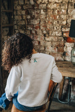 Load image into Gallery viewer, embroidered trio of moths embroidered sleeve sweater