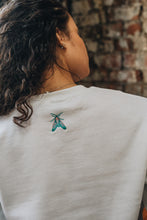 Load image into Gallery viewer, embroidered trio of moths embroidered sleeve sweater