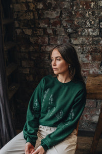 Embroidered large wildflower sweater with floral sleeves