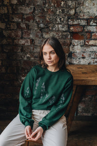 Embroidered large wildflower sweater with floral sleeves