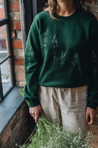 Embroidered large wildflower sweater with floral sleeves