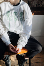 Load image into Gallery viewer, Embroidered trio of big roses with embroidered sleeve and back sweater