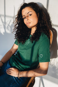daffodil heart embroidered organic t-shirt.