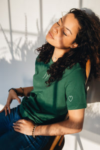 daffodil heart embroidered organic t-shirt.
