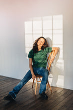 Load image into Gallery viewer, daffodil heart embroidered organic t-shirt.