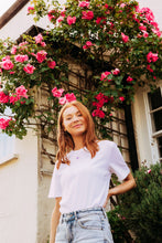 Load image into Gallery viewer, Mini bee embroidered organic t-shirt.