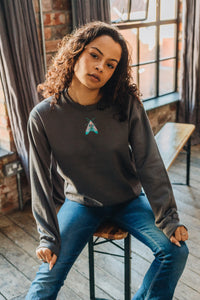 Embroidered colourful moth sweater