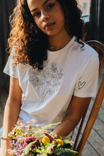 Load image into Gallery viewer, Big bunch of flowers embroidered organic t-shirt.