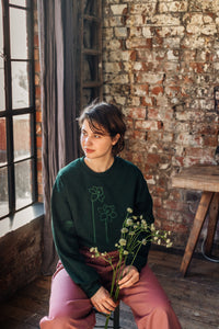 Embroidered big daffodil with sunflower and rose sweater