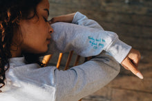 Load image into Gallery viewer, Embroidered hey have a nice day back sweater with today will be a good day reminder sleeve