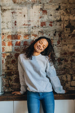Load image into Gallery viewer, Embroidered hey have a nice day back sweater with today will be a good day reminder sleeve