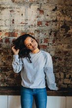 Load image into Gallery viewer, Embroidered hey have a nice day back sweater with today will be a good day reminder sleeve