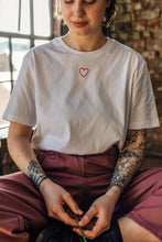 Load image into Gallery viewer, Heart embroidered organic t-shirt