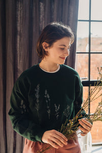 Embroidered large wildflower sweater with floral sleeves