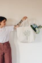 Load image into Gallery viewer, Maxi canvas bag with Have a really lovely day with big bunch flowers
