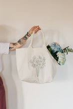 Load image into Gallery viewer, Maxi canvas bag with Have a really lovely day with big bunch flowers