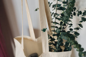 Have a really lovely day with mini bee strap embroidered tote bag