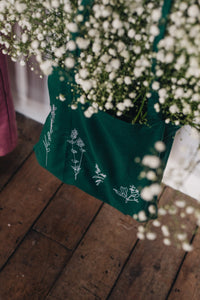 Wildflower embroidered tote bag