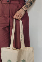 Load image into Gallery viewer, Trio of big roses with you got this strap embroidered tote bag