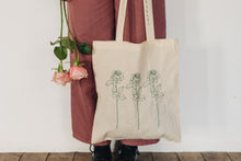 Load image into Gallery viewer, Trio of big roses with you got this strap embroidered tote bag