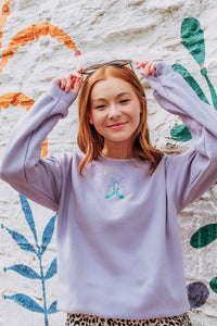 Embroidered colourful moth sweater