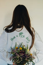 Load image into Gallery viewer, Have a nice day and daisy embroidered slogan sweater