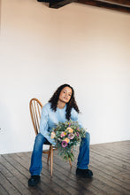 Load image into Gallery viewer, embroidered carnation sleeve sweater