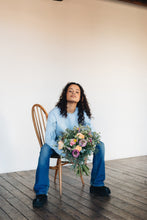 Load image into Gallery viewer, embroidered carnation sleeve sweater