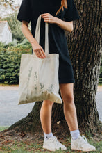 Load image into Gallery viewer, Wildflower embroidered tote bag