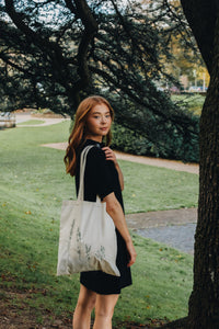 Wildflower embroidered tote bag