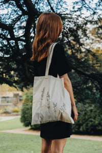 Wildflower embroidered tote bag