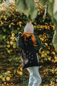 Lots of bees embroidered tote bag