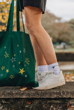 Load image into Gallery viewer, Metallic lots of stars embroidered tote bag