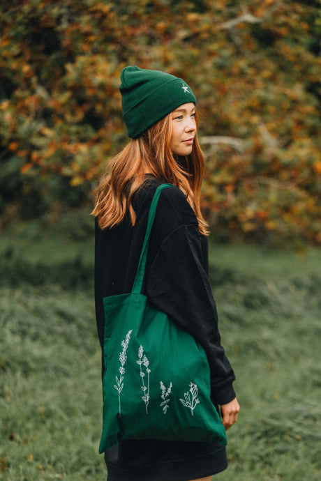 Wildflower embroidered tote bag