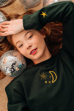 Load image into Gallery viewer, Moon embroidered sweater with star sleeve detail