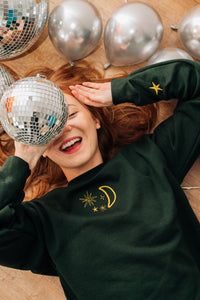 Moon embroidered sweater with star sleeve detail