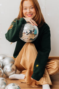 Moon embroidered sweater with star sleeve detail