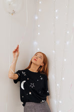 Load image into Gallery viewer, Printed sparkly moon &amp; star T-shirt