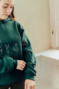 Embroidered large wildflower hoodie with floral sleeves