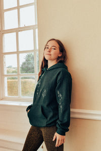Embroidered large wildflower hoodie with floral sleeves