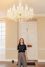 Load image into Gallery viewer, lots of metallic stars embroidered organic t-shirt.
