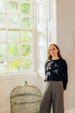 Load image into Gallery viewer, festive bugs embroidered sweater with bug star sleeve detail
