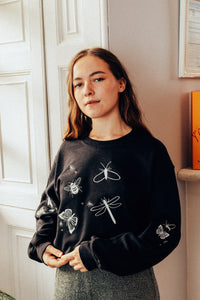 festive bugs embroidered sweater with bug star sleeve detail