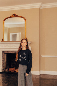 festive bugs embroidered sweater with bug star sleeve detail