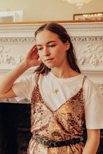 Load image into Gallery viewer, Mini star embroidered organic t-shirt.